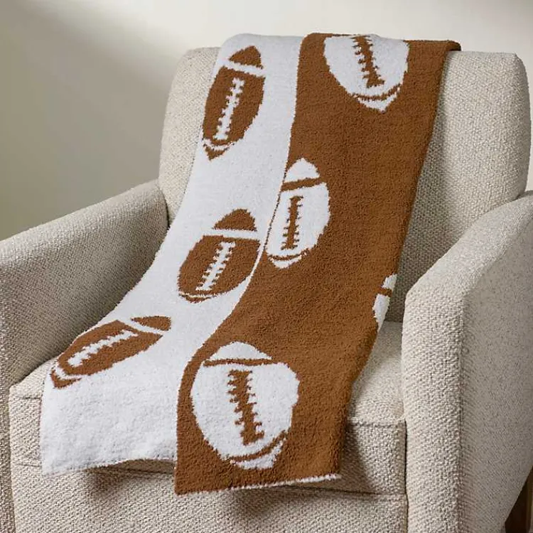 Blankets & Throws>Kirklands Home White and Brown Football Cloud Throw