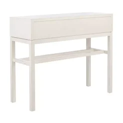 Kirklands Home White and Brown Herringbone Console Table Best