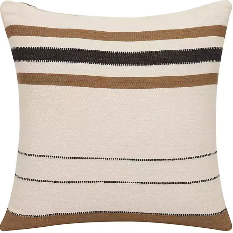 Pillows>Kirklands Home White and Brown Striped Pillow