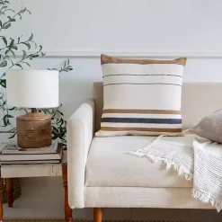 Pillows>Kirklands Home White and Brown Striped Pillow