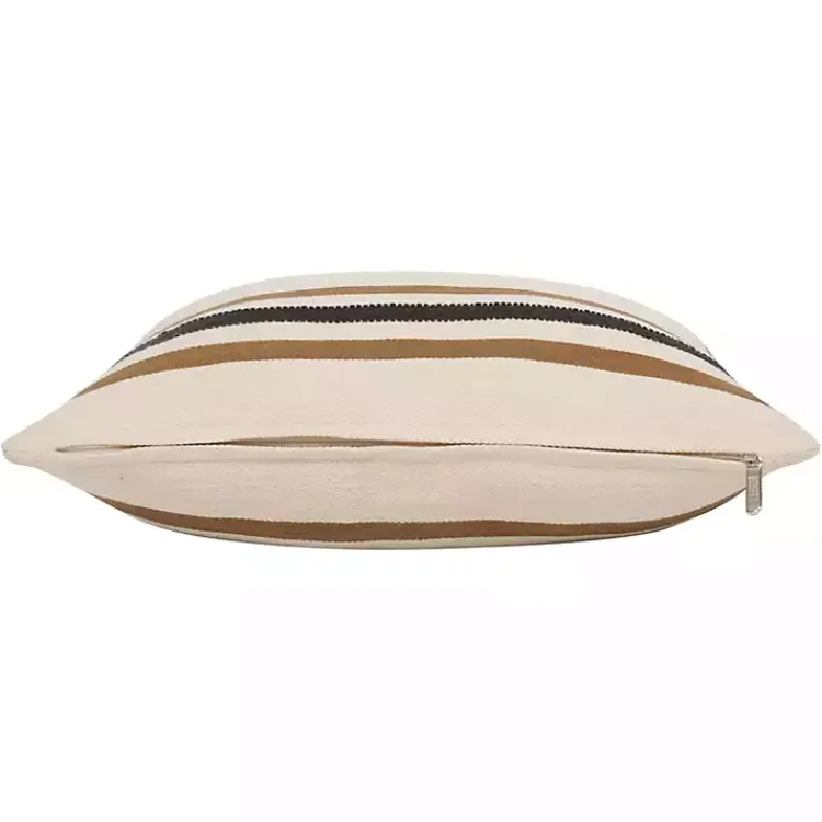 Pillows>Kirklands Home White and Brown Striped Pillow