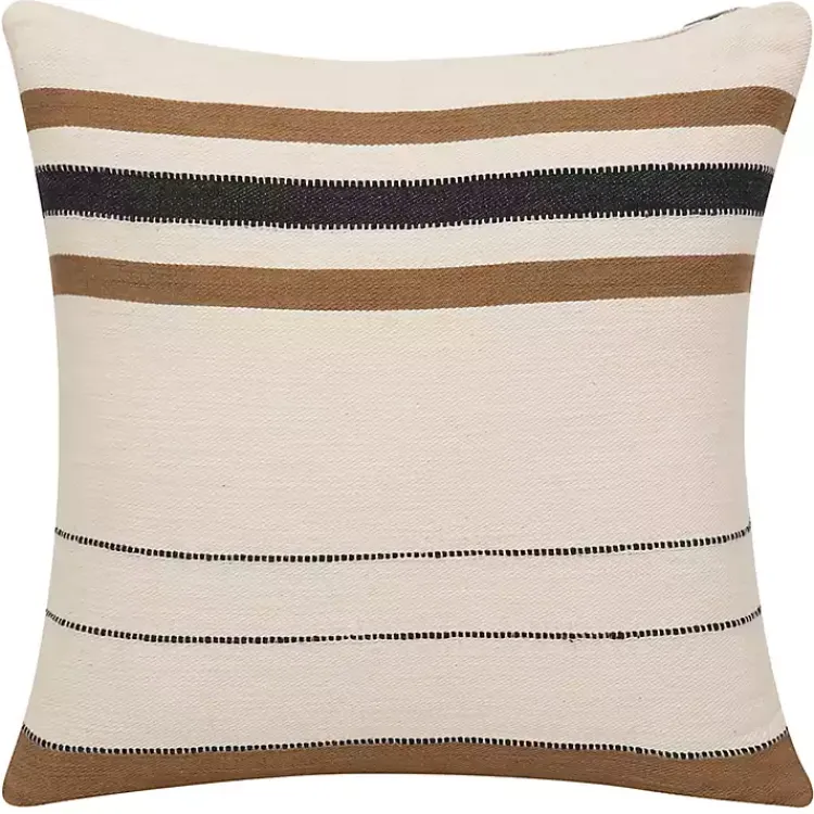 Pillows>Kirklands Home White and Brown Striped Pillow