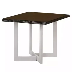 Kirklands Home White and Dark Oak Wood Live Edge Accent Table Brown