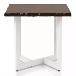 Kirklands Home White and Dark Oak Wood Live Edge Accent Table Brown