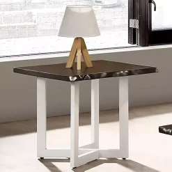 Kirklands Home White and Dark Oak Wood Live Edge Accent Table Brown