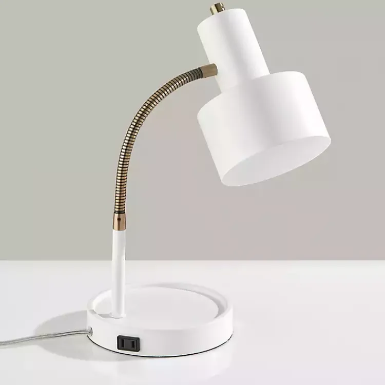 Kirklands Home White and Gold Brayden Charging Desk Lamp Clearance