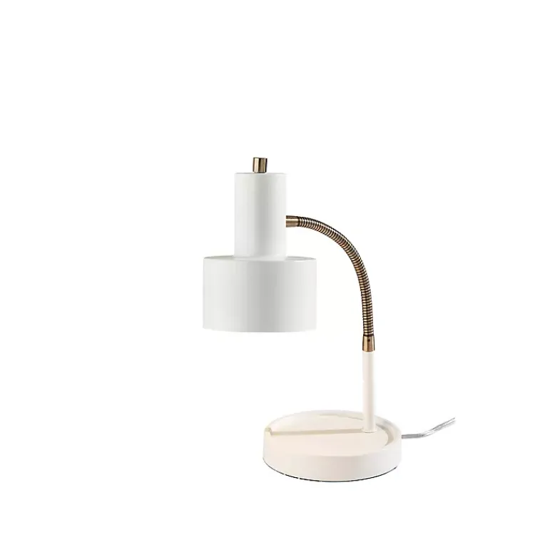 Kirklands Home White and Gold Brayden Charging Desk Lamp Clearance