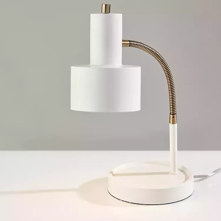 Kirklands Home White and Gold Brayden Charging Desk Lamp Clearance