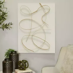 Kirklands Home White and Gold Iron Abstract Wave Plaque Discount