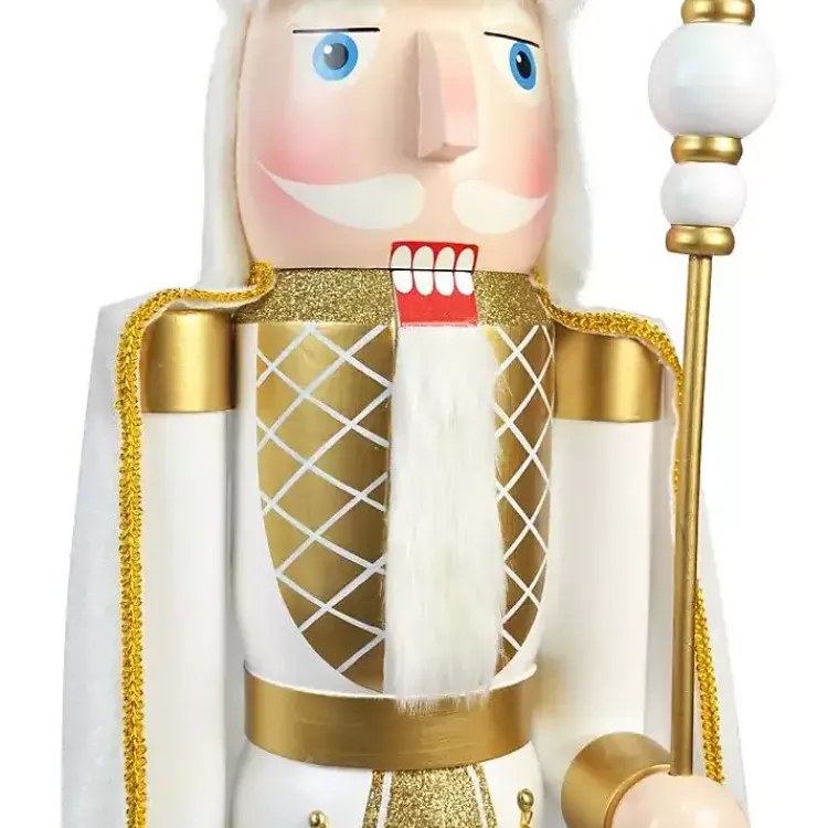 Christmas Decorations>Kirklands Home White and Gold King Nutcracker