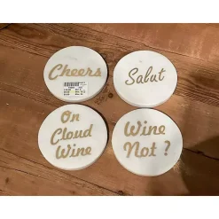 Kirklands Home White and Gold Marble Wine Coasters, Set of 4 Hot