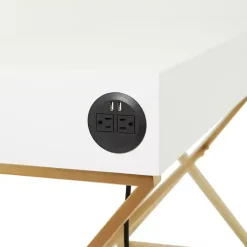 Kirklands Home White and Gold Metal Desk with Outlets Sale
