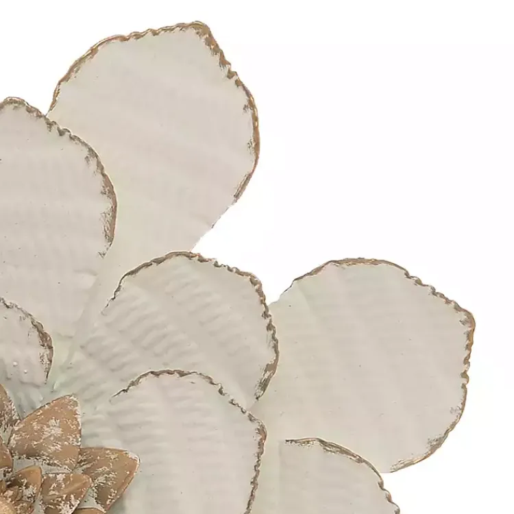 Kirklands Home and Gold Metal Flower Small Wall Plaque White
