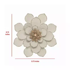 Kirklands Home and Gold Metal Flower Small Wall Plaque White