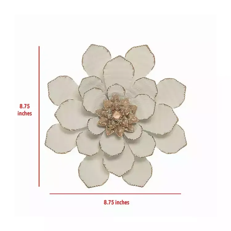 Kirklands Home and Gold Metal Flower Small Wall Plaque White