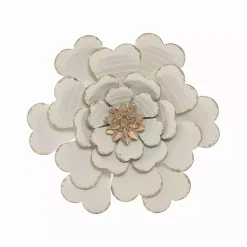 Kirklands Home and Gold Metal Flower Large Wall Plaque White Clearance