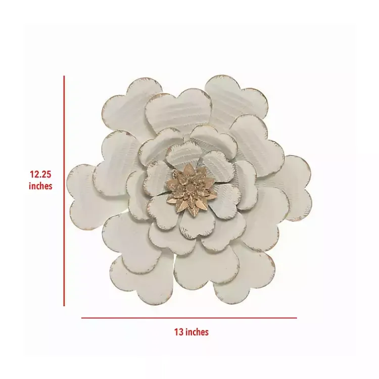 Kirklands Home and Gold Metal Flower Large Wall Plaque White Clearance