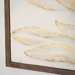 Kirklands Home White and Gold Protea Framed Wall Plaque