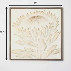 Kirklands Home White and Gold Protea Framed Wall Plaque