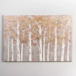 Kirklands Home White and Gold Treescape Canvas Art Print Hot