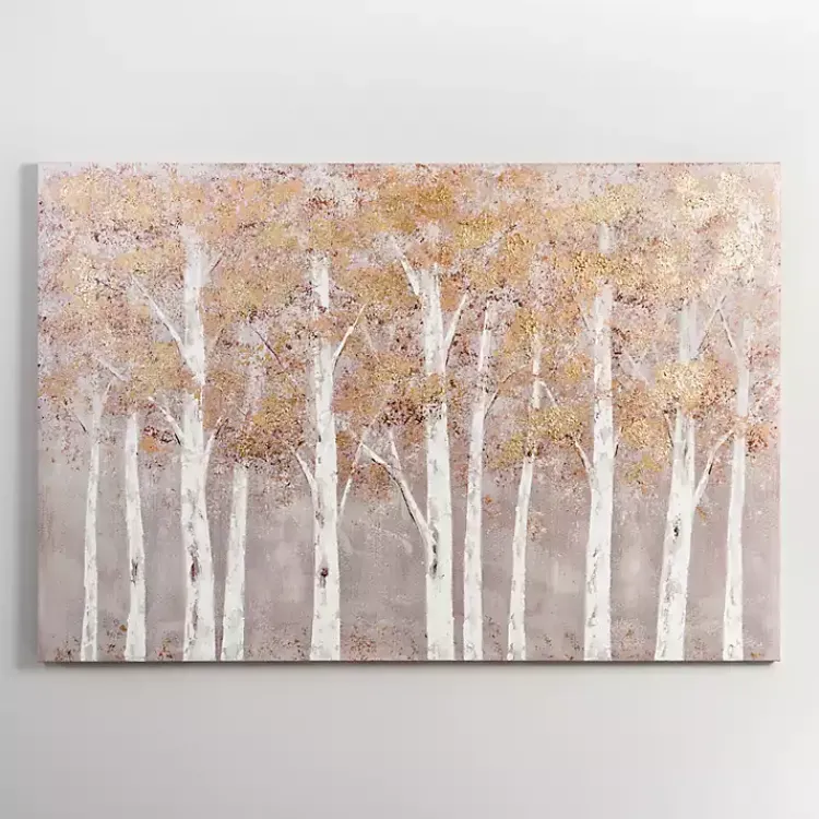 Kirklands Home White and Gold Treescape Canvas Art Print Hot