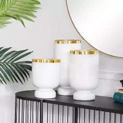 Candle Holders>Kirklands Home White and Golden Goblet 3-pc. Candle Holder Set