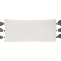 Pillows>Kirklands Home White and Gray Braided Stripe Lumbar Pillow