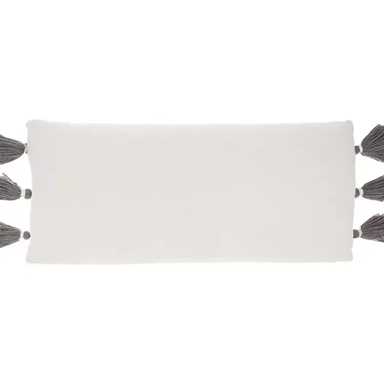 Pillows>Kirklands Home White and Gray Braided Stripe Lumbar Pillow
