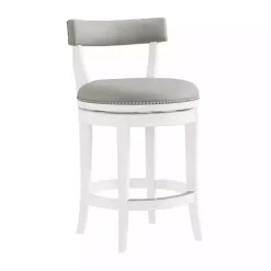Kirklands Home White and Faux Leather Swivel Counter Stool Gray Sale