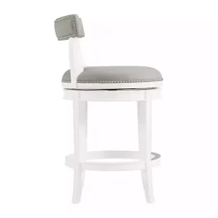 Kirklands Home White and Faux Leather Swivel Counter Stool Gray Sale