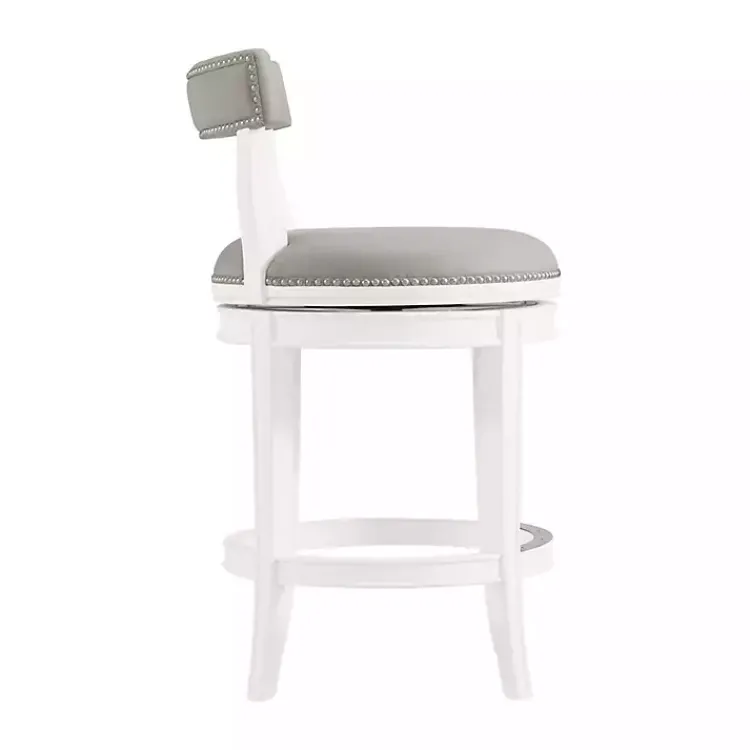 Kirklands Home White and Faux Leather Swivel Counter Stool Gray Sale