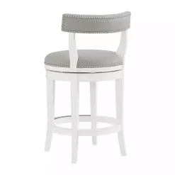 Kirklands Home White and Faux Leather Swivel Counter Stool Gray Sale