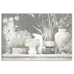 Kirklands Home White and Gray Floral Assortment Canvas Art Print Sale