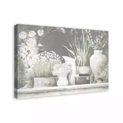 Kirklands Home White and Gray Floral Assortment Canvas Art Print Sale