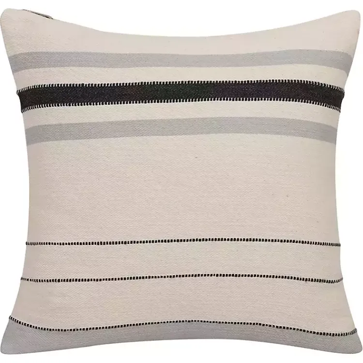 Pillows>Kirklands Home White and Gray Striped Pillow