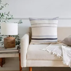 Pillows>Kirklands Home White and Gray Striped Pillow