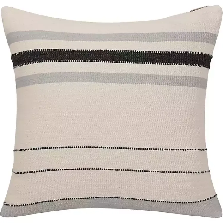 Pillows>Kirklands Home White and Gray Striped Pillow