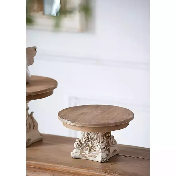 Decorative Trays>Kirklands Home White and Natural Round Plate Stand