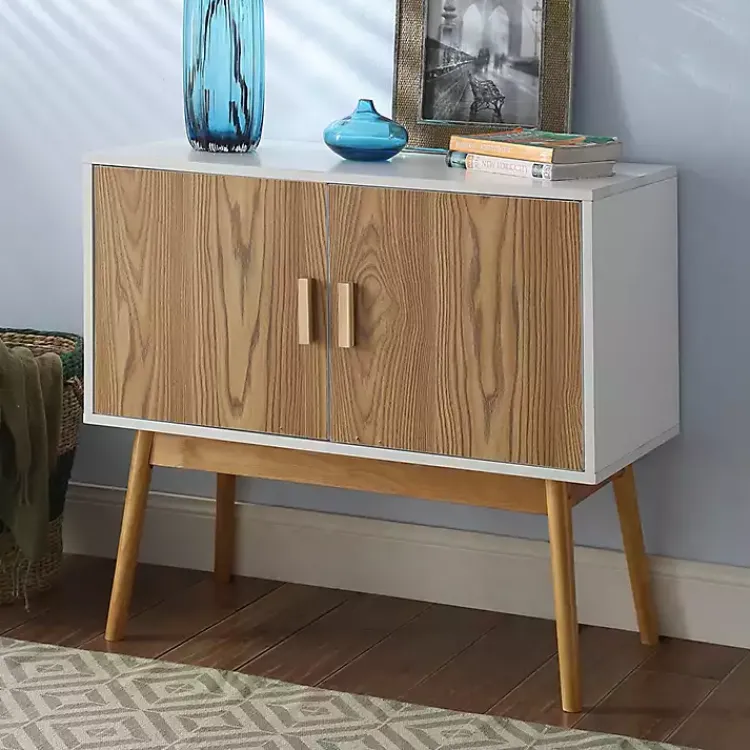 Kirklands Home and Natural Wood Reversible Doors Cabinet White Online
