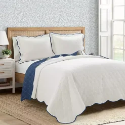 Kirklands Home White and Navy Scallop 3-pc. King Quilt Set Sale