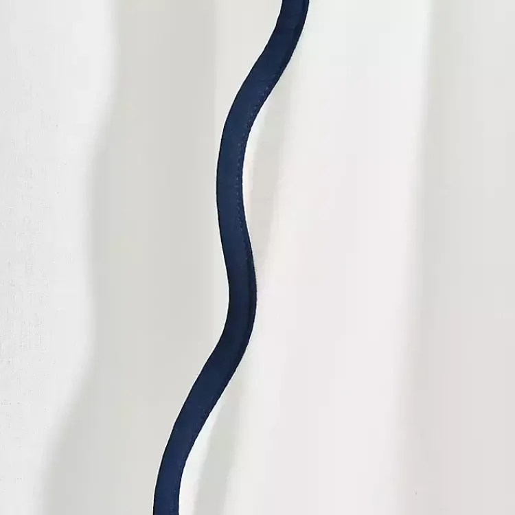 Kirklands Home White and Navy Scalloped Curtain Panel Set, 84 in. Sale