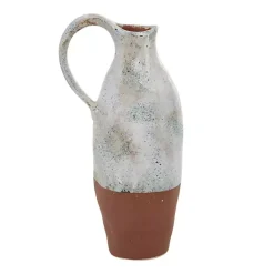 Vases>Kirklands Home White and Rust Brown Ceramic Vase, 14 in.