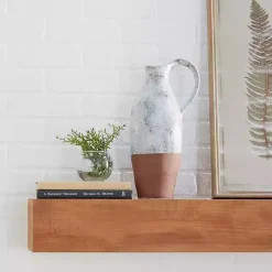 Vases>Kirklands Home White and Rust Brown Ceramic Vase, 14 in.