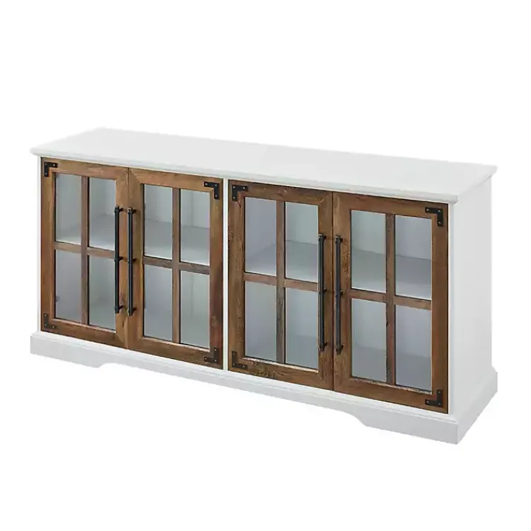 Kirklands Home and Rustic Oak Glass Door TV Stand White Hot