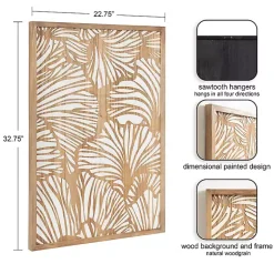 Kirklands Home White and Rustic Wood Botanical Wall Plaque Outlet