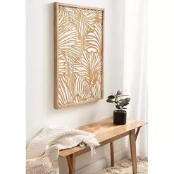 Kirklands Home White and Rustic Wood Botanical Wall Plaque Outlet