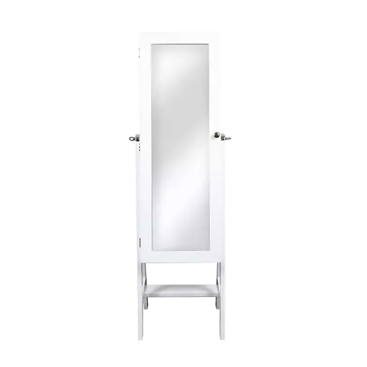 Kirklands Home and Silver Wood Mirror Armoire White New