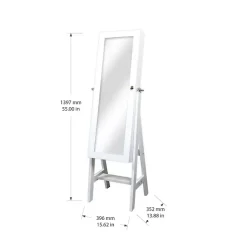 Kirklands Home and Silver Wood Mirror Armoire White New