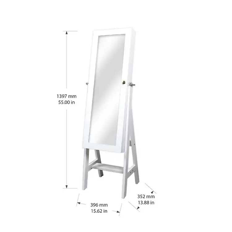 Kirklands Home and Silver Wood Mirror Armoire White New