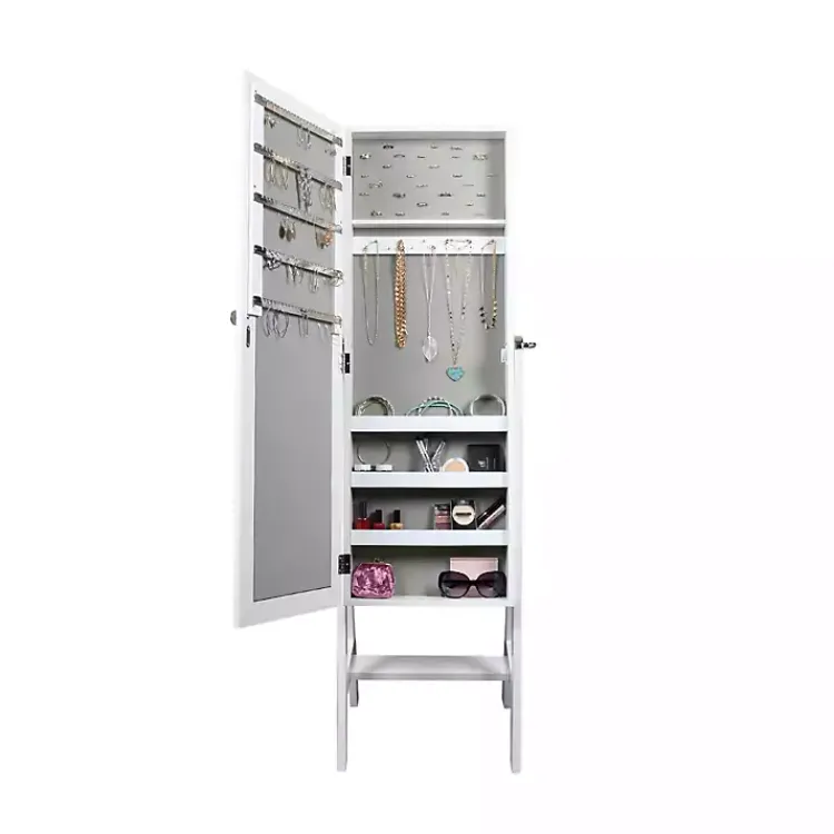 Kirklands Home and Silver Wood Mirror Armoire White New